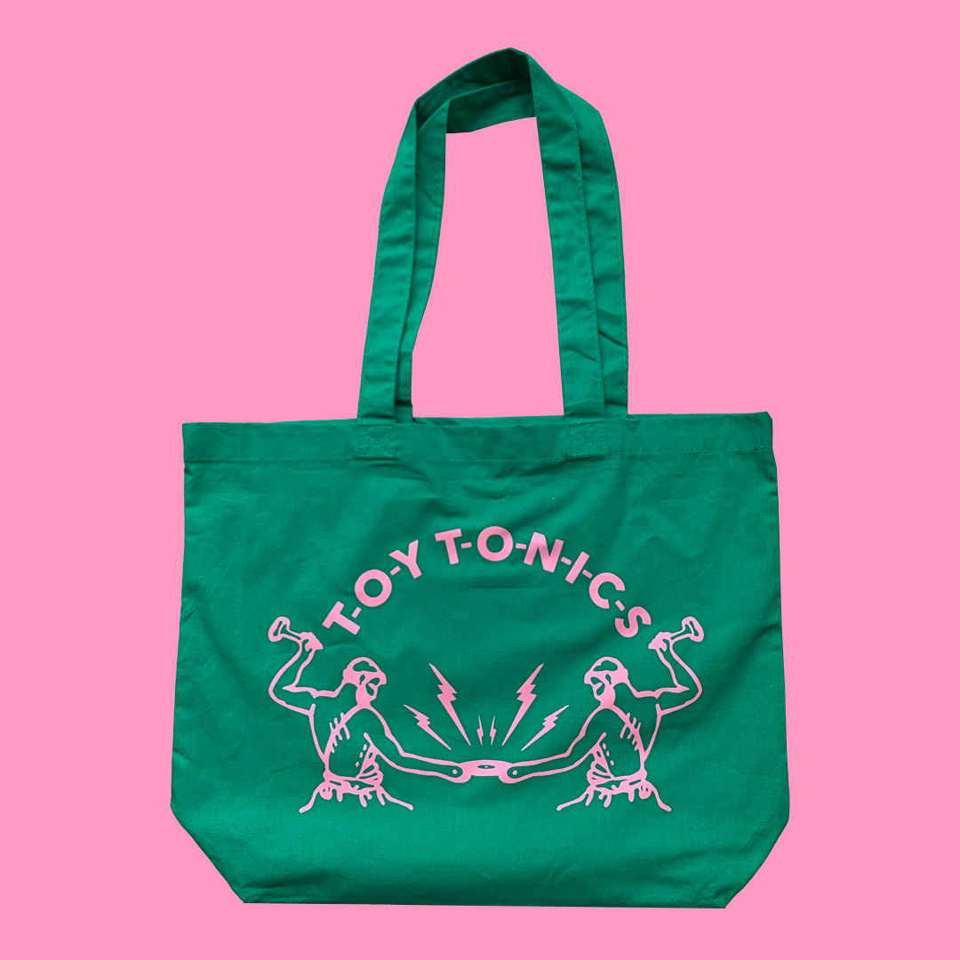 Toy Tonics Shopper – pink on green
