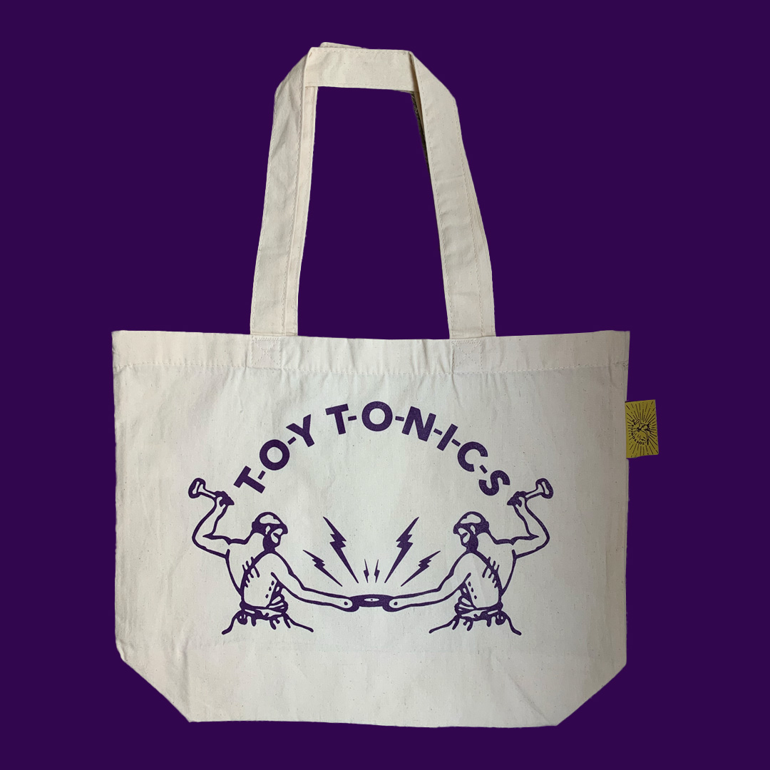 Toy Tonics Shopping Bag – Dark Purple on Beige