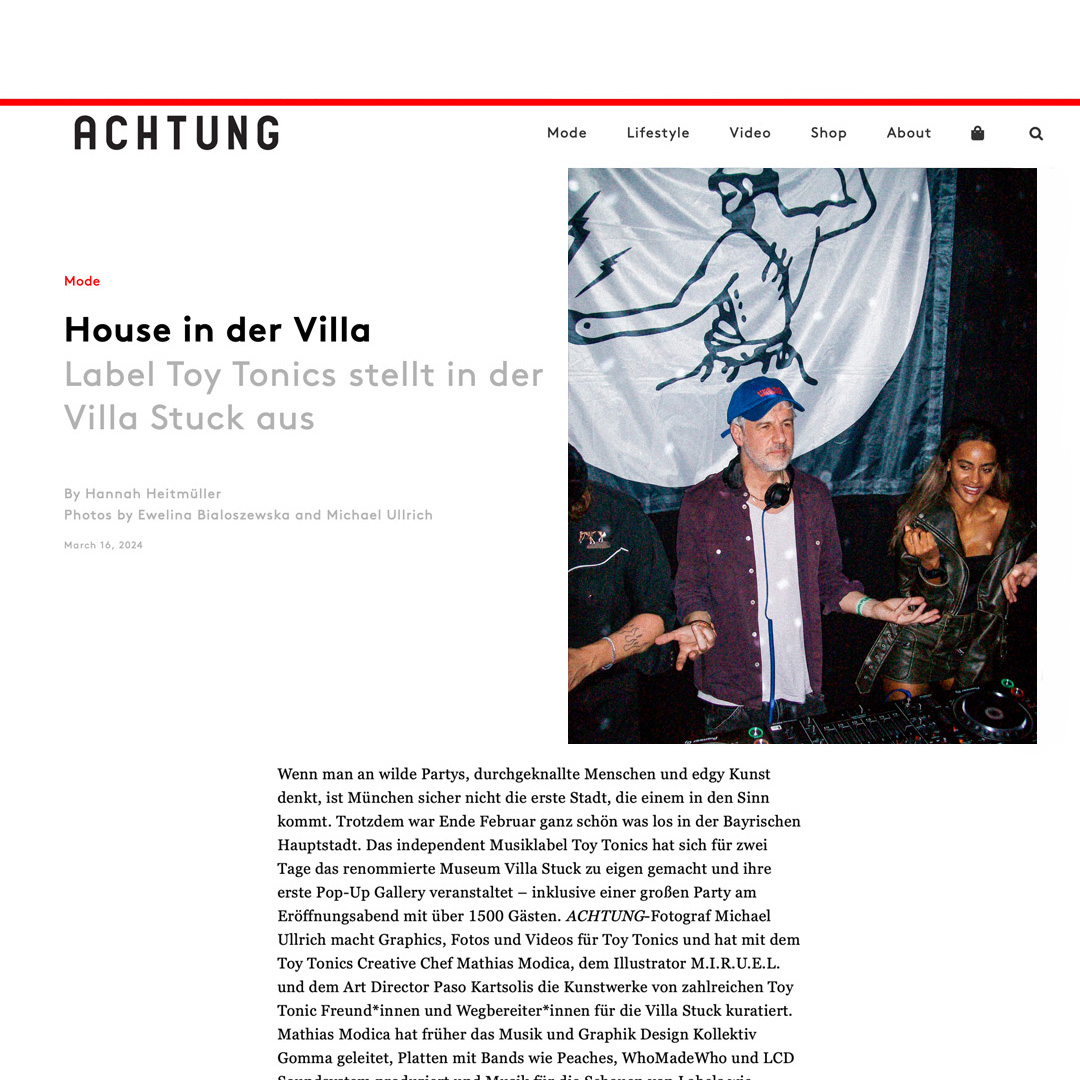 Toy Tonics article in fashion mag "Achtung Mode"